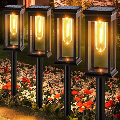 Solar Pathway Lights Outdoor, 6 Pack Solar Outdoor Lights, IP65 Waterproof Auto On/Off Solar Garden Lights Solar Powered Landscape Path Lights for Yard Lawn Patio Walkway Driveway